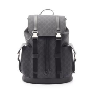 Gucci GG Black Backpack canvas leather gray